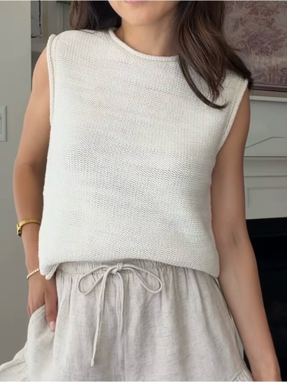 Mango Knit Tank Top - Cream